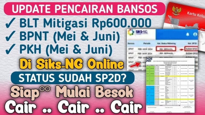 Pencairan Bansos, BLT Mitigasi, PKH BPNT, Aplikasi SIKS-NG, Status SP2D, Keluarga Penerima Manfaat, Pencairan PKH, Pencairan BPNT, PT Pos Indonesia, Bank Himbara, Bansos BLT Mitigasi, Bansos PKH BPNT, Update Pencairan, Kartu KKS, Surat Undangan, Top Up, Bansos BPNT, KPM BPNT, KPM, PKH, BPNT