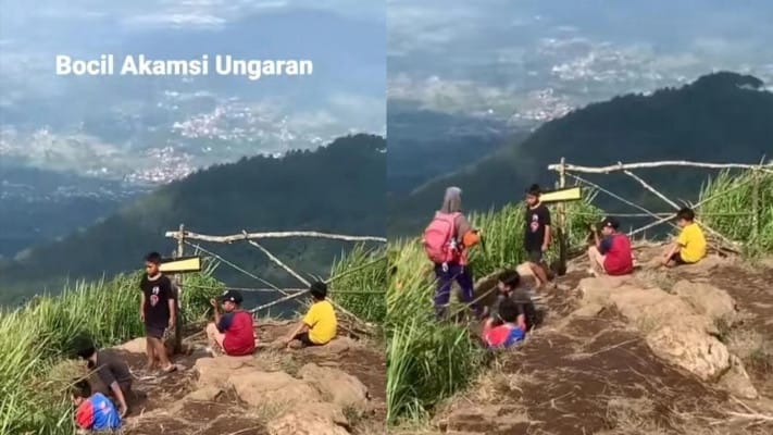 Bocil Akamsi, Gunung Ungaran, Aksi Nekat, Pendakian Anak-anak, Viral di TikTok, Keberanian Bocil, Perlengkapan Seadanya, Komentar Lucu Warganet, Semangat Petualang, Puncak Gunung.