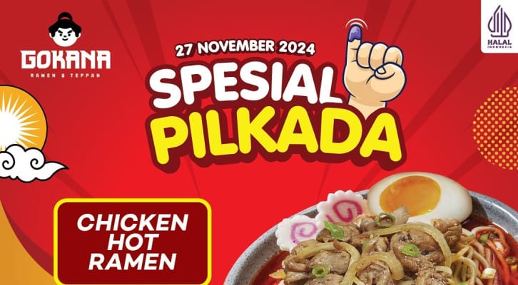 Promo Pilkada, diskon makan, Gokana promo, Raa Cha diskon, Domino's Pizza, BreadTalk potongan, Roppan minuman, Baskin Robbins diskon, BreadLife roti, Pilkada 2024, jari tinta ungu, menu spesial, promo seru, makanan enak.