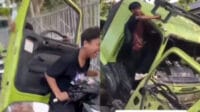 Truk-Tanah-di-Tangerang Perusakan truk, aksi warga, tabrak bocah, truk tanah, viral Tangerang, warga ngamuk, suku cadang, kecelakaan truk, pengemudi tersangka, tabrakan Teluknaga, aksi amuk, kejadian viral