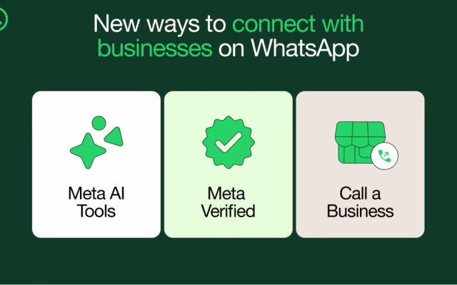 WhatsApp Business, fitur AI Meta, verifikasi Meta, pesan pemasaran, panggilan telepon, bisnis lancar, iklan Instagram, komunikasi pelanggan, optimasi WhatsApp, pemasaran cepat, layanan efisien.