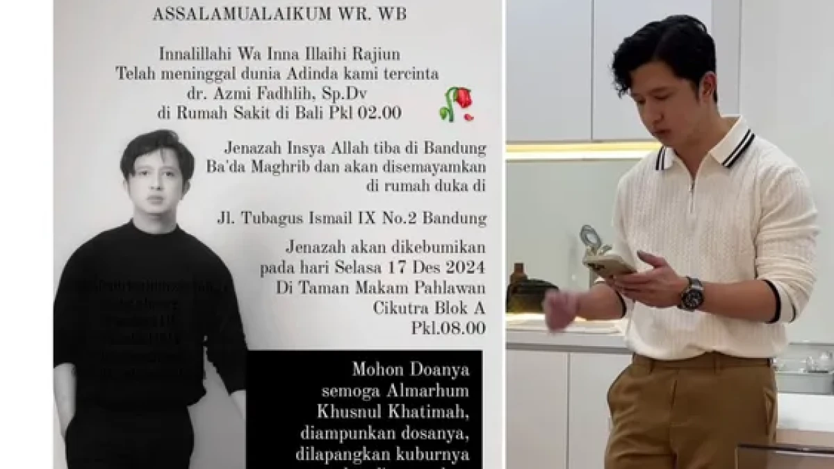 dokter Azmi, Azmi Fadhlih, penyebab meninggal, pecah pembuluh darah, dokter kulit terkenal, dokter gaul, RSU Pindad, dokter Bandung, meninggal mendadak, sakit kepala parah, dokter inspiratif, Arief Muhammad, pemakaman Azmi, dokter populer, Taman Makam Pahlawan, tips kesehatan, kehidupan dokter, Instagram dokter Azmi, Profil dokter Azmi