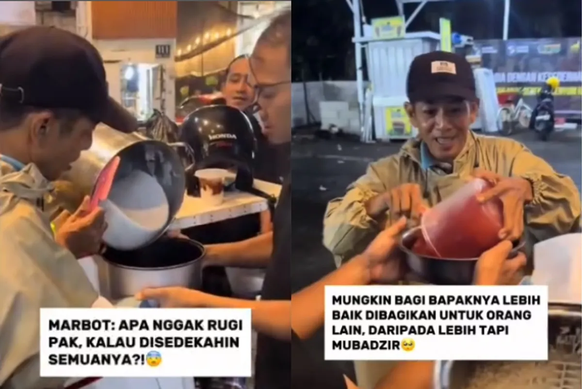 penjual bubur, sedekah bubur, viral media sosial, masjid, hujan deras, rezeki, video inspiratif, jualan sepi, aksi tulus, ikhlas berbagi