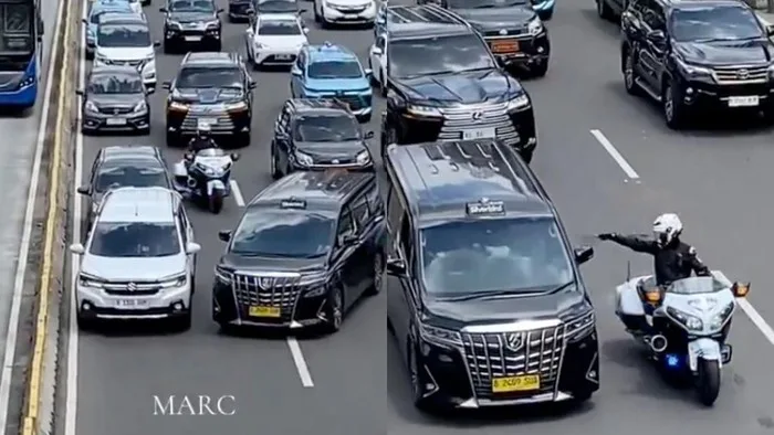 Lexus RI 36, patwal arogan, video viral Lexus, pelat nomor misterius, aksi arogan patwal, Toyota Alphard viral, Menkomdigi Meutya Hafid, Nusron Wahid, RI 36 siapa, Ditlantas Polda Metro, klarifikasi patwal, drama Lexus viral