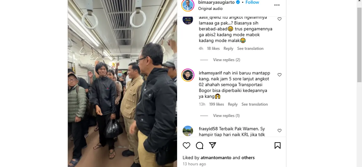 Bima Arya, KRL, transportasi umum, pejabat publik, jam sibuk, Bogor, media sosial, kesederhanaan, pesan positif