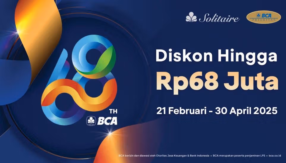 promo hut bca 2025 1 promo HUT BCA, diskon BCA 2025, nasabah Solitaire, promo Prioritas BCA, diskon 68 persen, cashback BCA, promo kesehatan, promo pendidikan, promo perjalanan, diskon belanja, diskon rumah sakit, promo behel, diskon tiket pesawat, potongan harga BCA, promo hut bca 2025