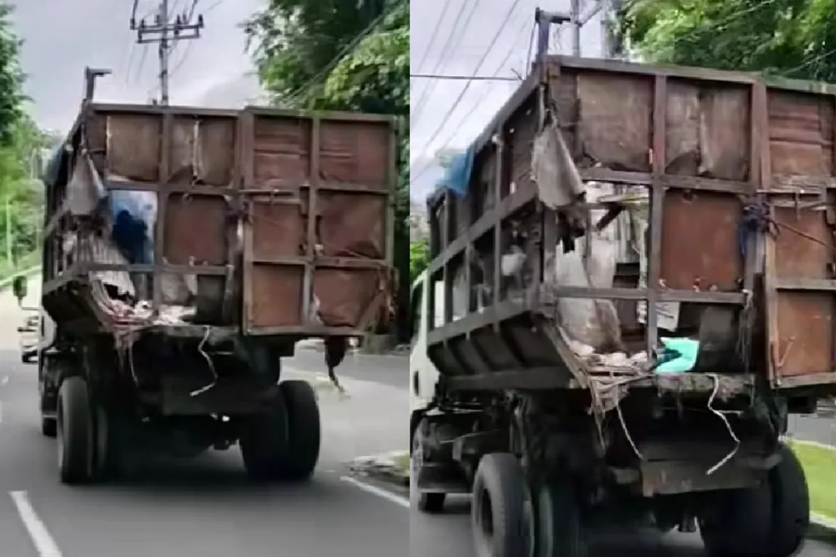 : truk sampah, Bandar Lampung, DLH, kendaraan dinas, video viral, netizen miris, anggaran daerah, truk rusak