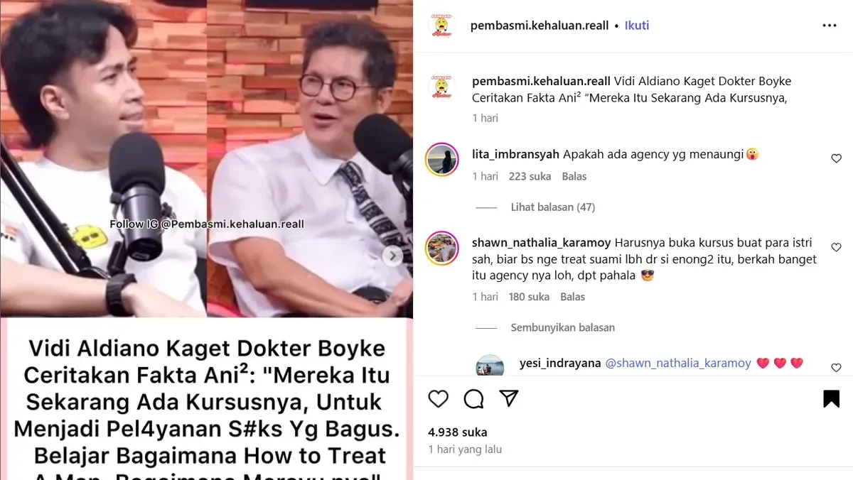 fakta ani-ani, kursus pelacur, treat pria, dr Boyke podcast, ani-ani viral, upgrade pelayanan, warna penggoda, ilmu merayu, istri sah insecure, fenomena ani-ani