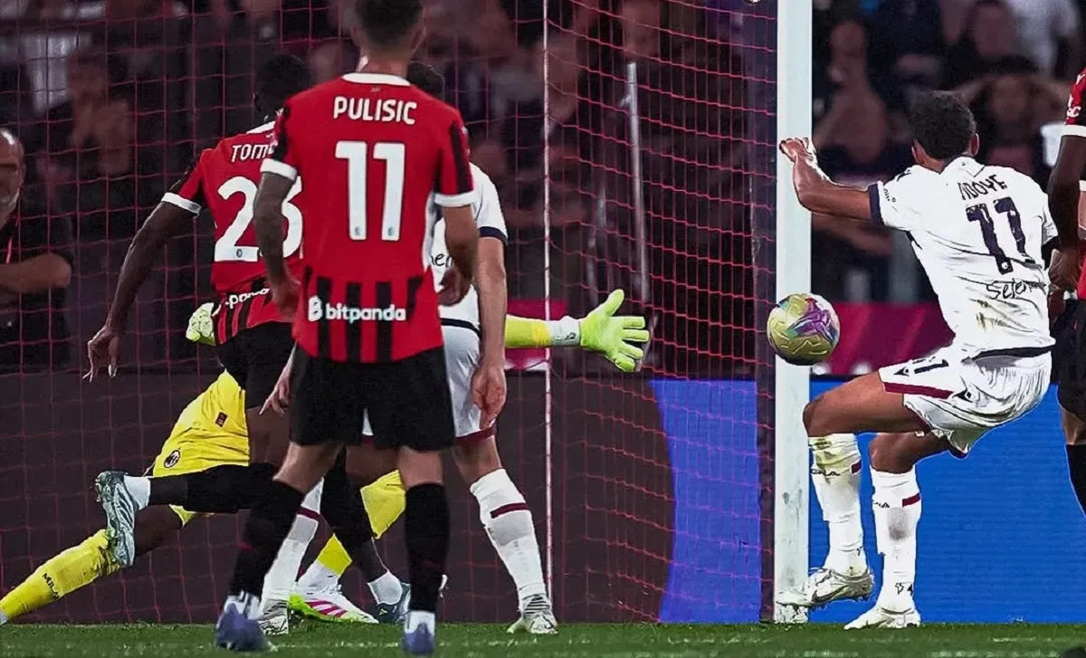 Coppa Italia 2025, AC Milan kalah, Bologna juara, Dan Ndoye gol, final Coppa Italia, Stadion Olimpico, Rossoneri vs Rossoblu, puasa gelar 27 tahun, pressing Bologna, Sergio Conceicao.