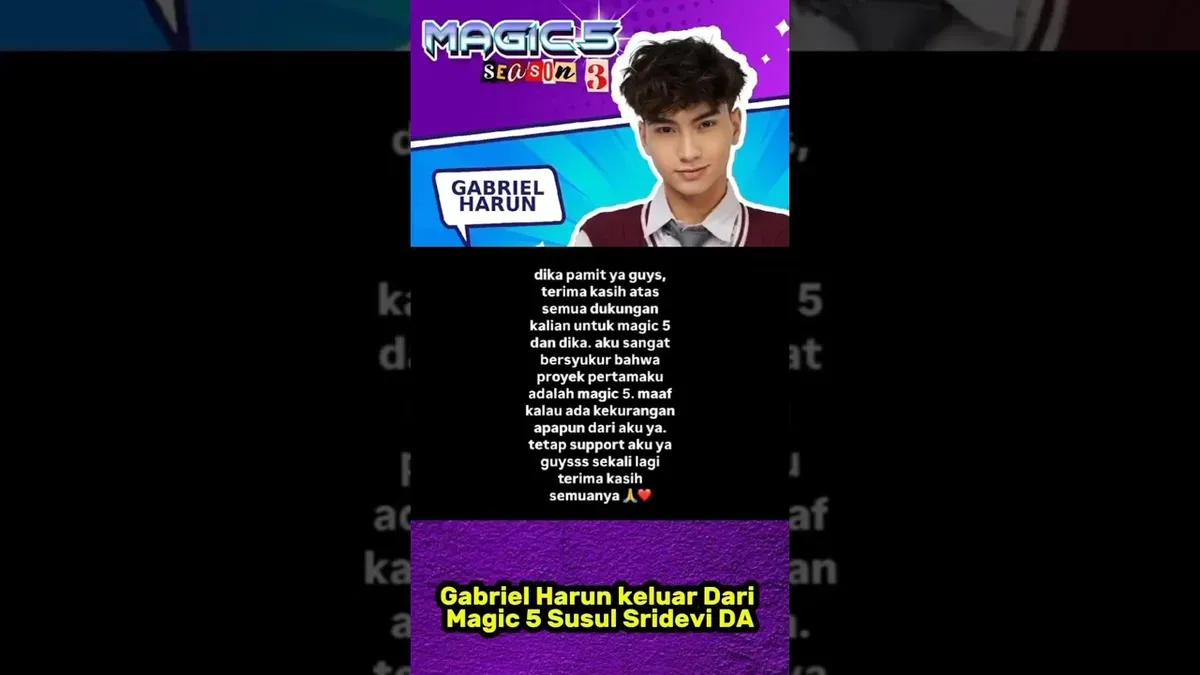 Magic 5, Sridevi mundur, Gabriel Dika, serial fantasi, pemain muda, spekulasi publik, dunia hiburan
