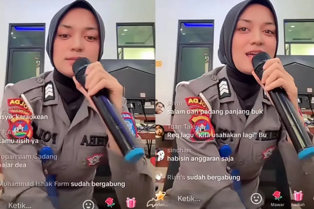 polwan viral TikTok, karaoke saat dinas, live TikTok kantor, brigadir Dhea Friesca, polwan Sumbar viral, klarifikasi polwan karaoke, akun Instagram Dhea, vokalis Ditlantas Sumbar, netizen geram Dhea, kritik warganet TikTok