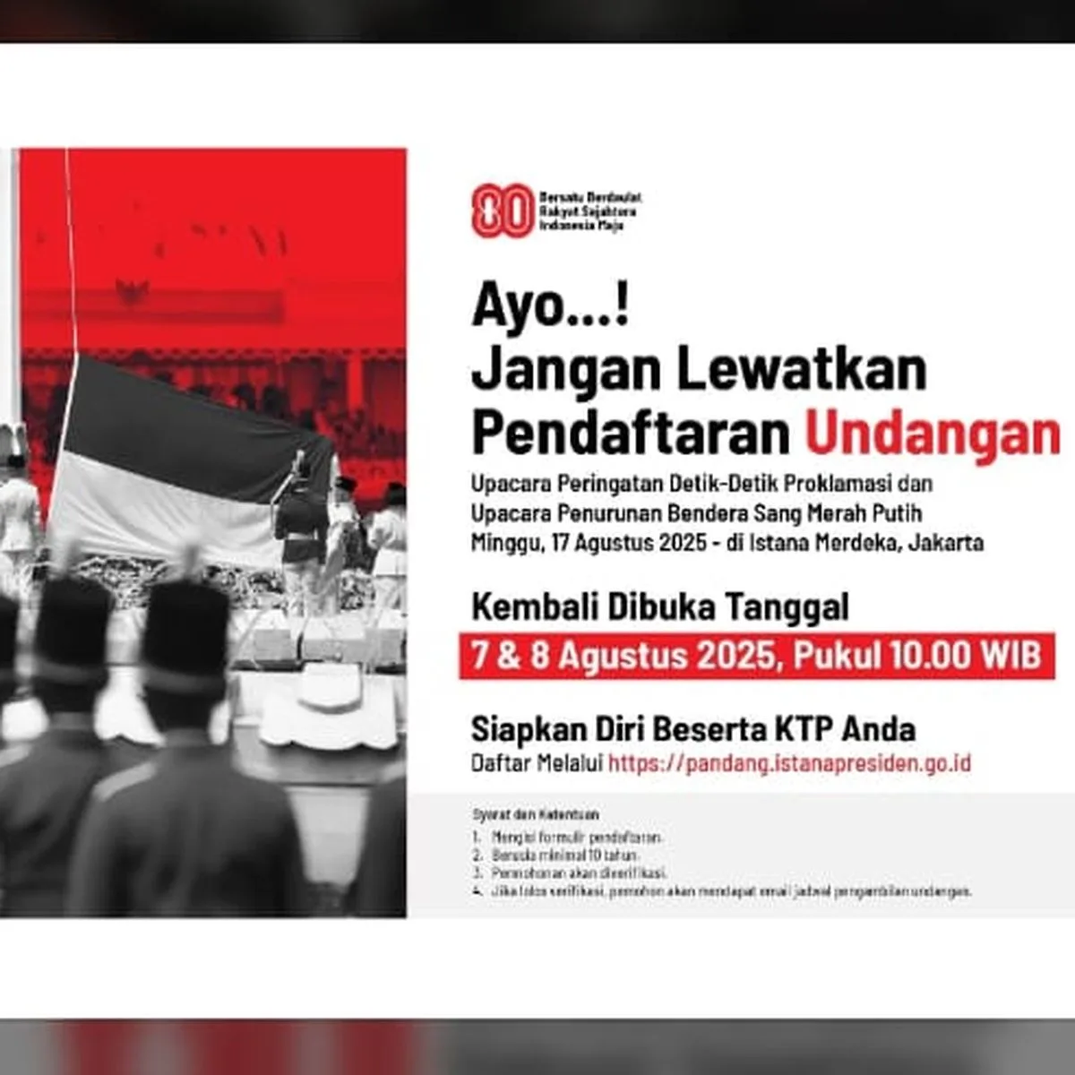 17 Agustus 2026, cara, daftar, HUT RI, Istana, ke-81, Upacara
