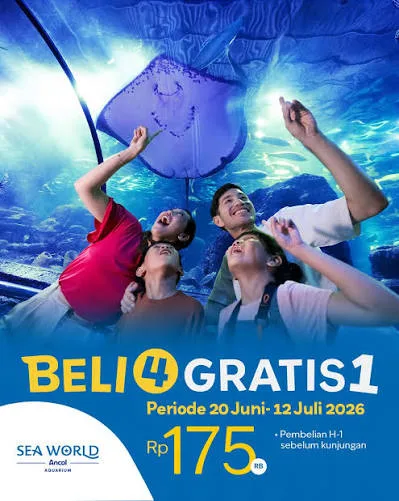 sd ANCOL, Beli 4, Bonus 1, liburan, Promo, Sea World, Sekolah, Tiket