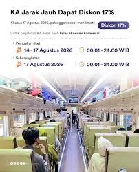 17 Persen, Api, Diskon, HUT, ke-81, Kereta, krl, LRT, RI, Rp8, Tiket