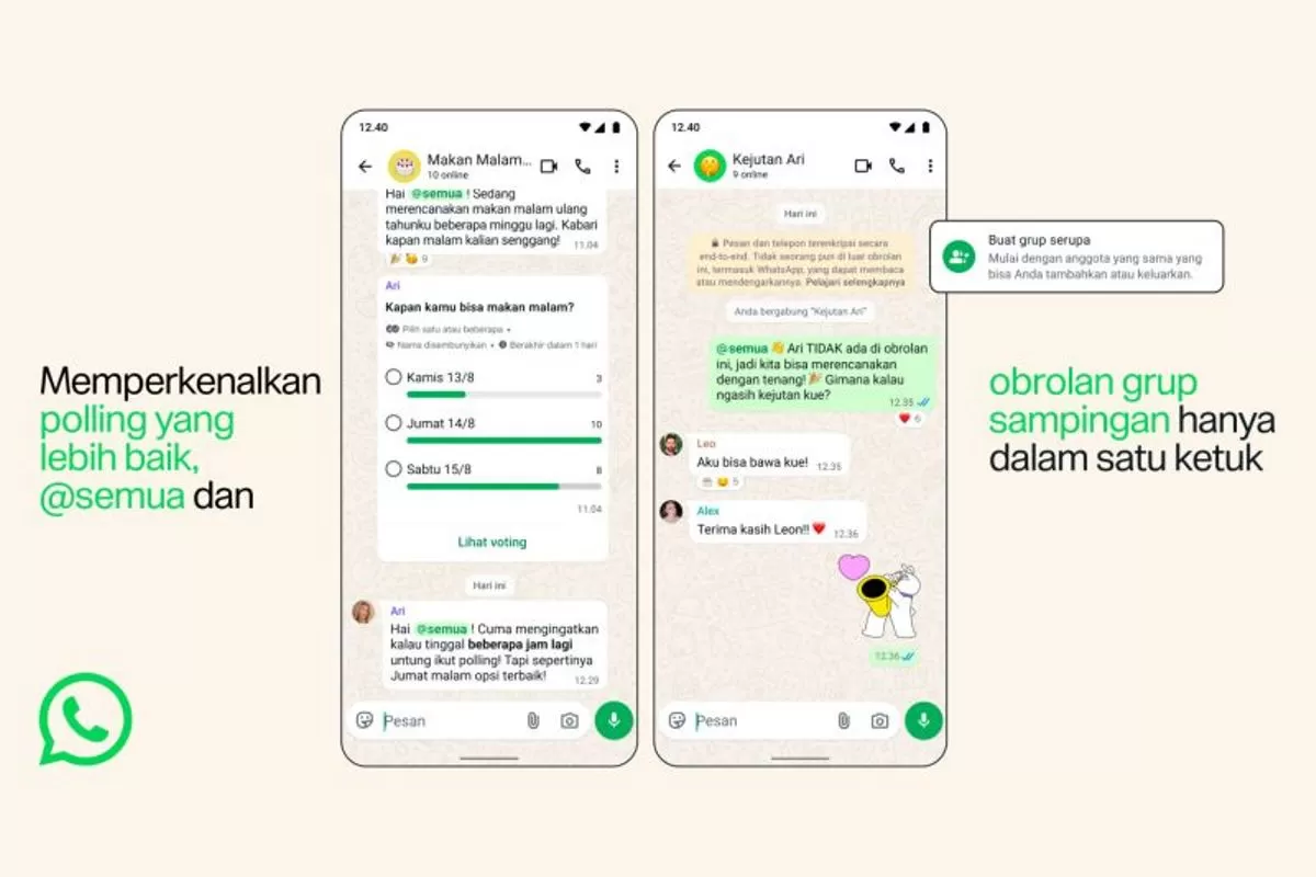 @all, Canggih, fitur, grup, komunikasi, Polling, whatsapp