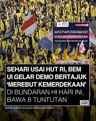 h #MerebutKemerdekaan, aksi, BEM, Bundaran HI, Demo, Gelar, KDMP, MBG, UI