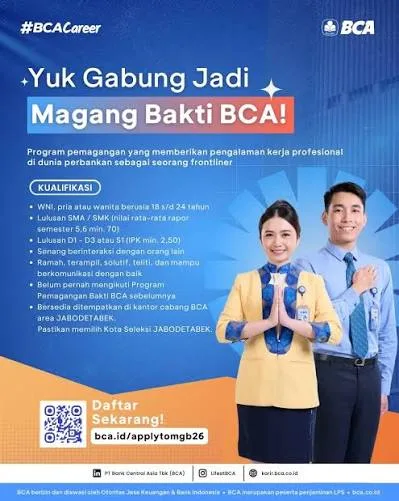 m 2026, Bakti, BCA, Buka, daftar, Lulusan, Magang, S1, seleksi, SMA, SMK, Tahap