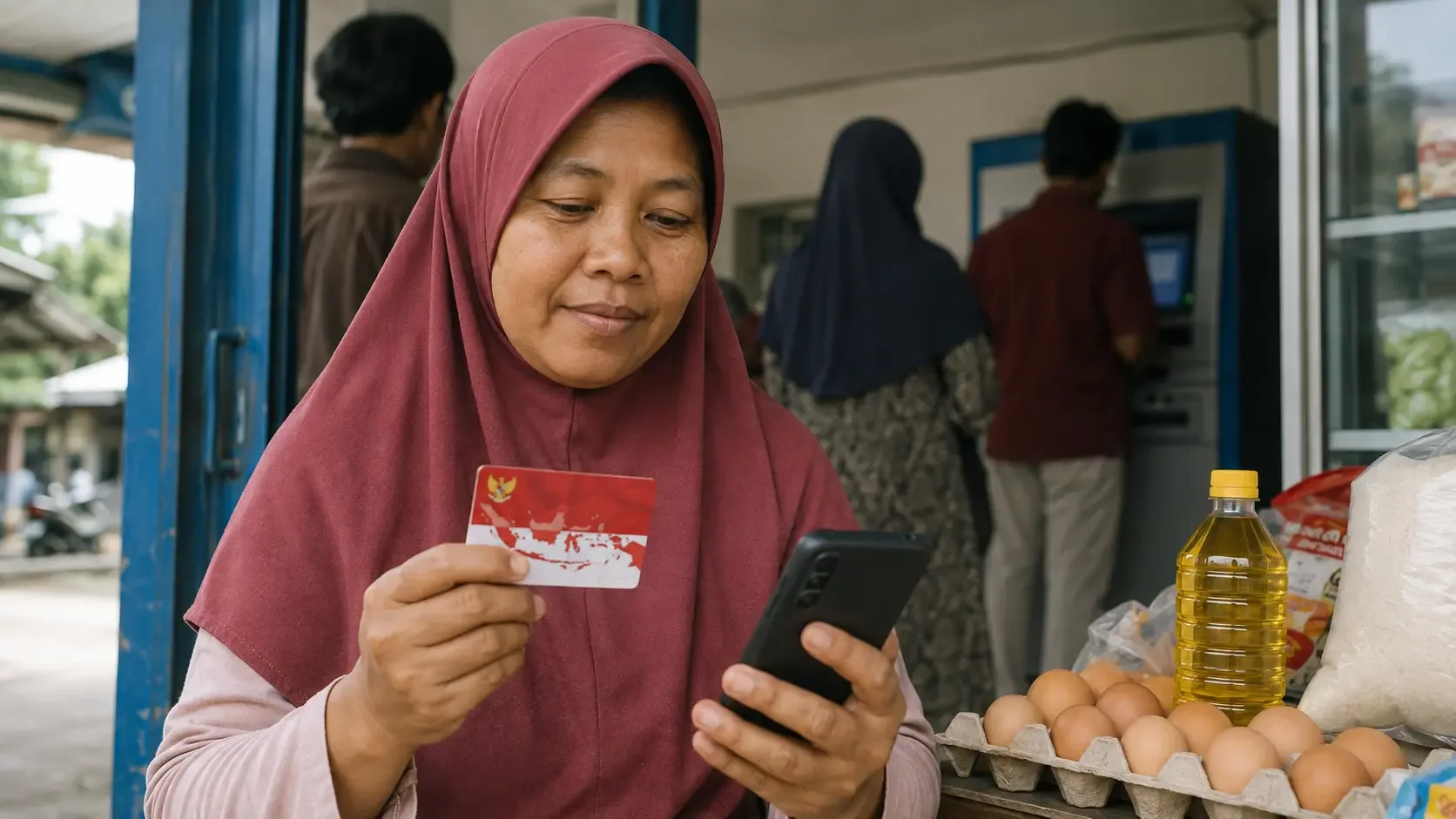 warga-di-warung-kecil bansos, bantuan, blt, BPNT, cair, cara, cek, desil, DTKS, jadwal, Kemensos, kesra, KPM, ktp, nik, Pangan, Penerima, Perlinsos, PKH, Sembako, Tanda, tunai