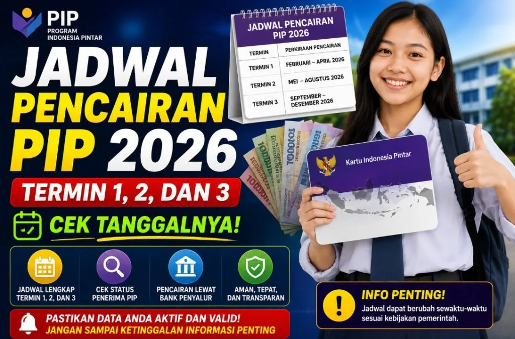 Jadwal-Pencairan-PIP-2026-Termin-1-2-dan-3-Cek-Tanggalnya-1024x675 2026, Anak, bansos, bantuan, cair, cara, cek, Dana, Kemdikbud, Kemendikdasmen, KIP, Kuliah, Login, Mandiri, panduan, PIP, pip.dikdasmen.go.id, Sekolah, SiPintar, SMK, Tahap
